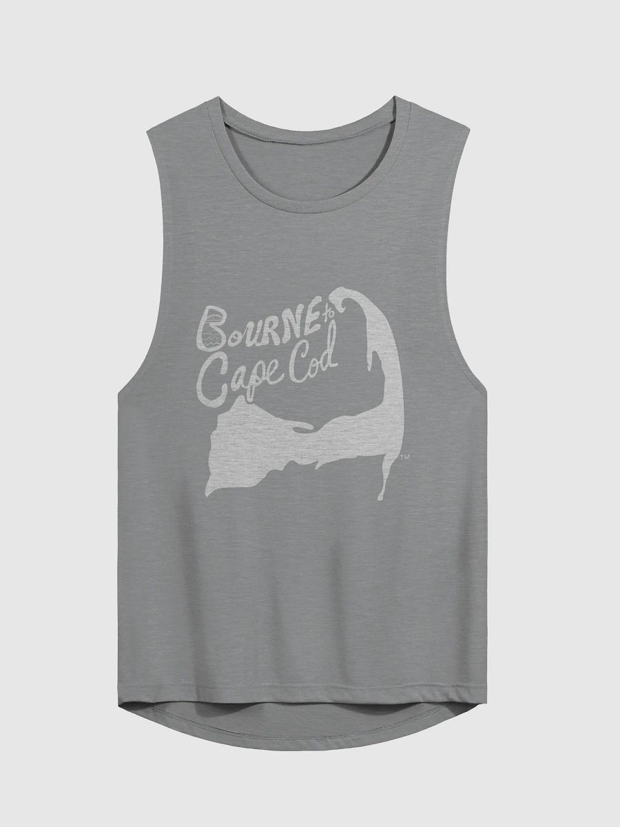 BOURNE to Cape Cod™ | Women’s Flowy Muscle Tank | Coastal Cool with a Relaxed Fit | White Logo product image (9)