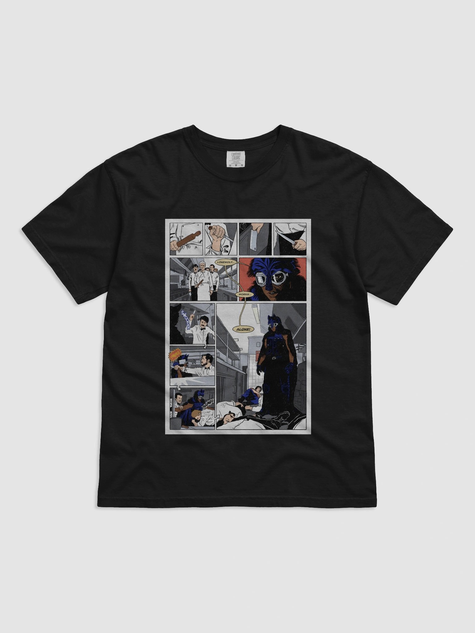 PSYCHOSIS "LoneWolf Works Alone" Comic Print Tee product image (1)