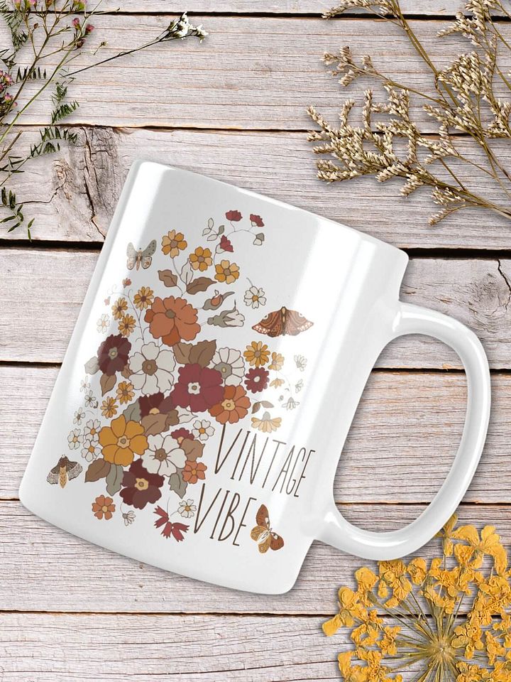 Vintage Vibe Retro Boho Butterfly & Floral Ceramic Mug product image (2)