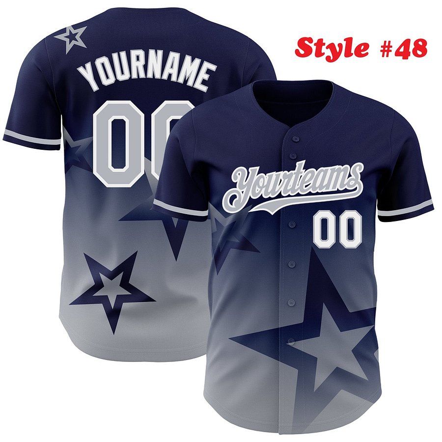 Authentic Baseball Jersey, Custom Baseball Jersey, Personalized Sport Jersey, Colorful, 3D Gradient Style Twinkle Star product image (189)
