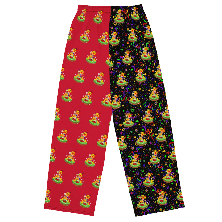 Split Red and Arcade Boyoyoing Floating Island Unisex Wide-Leg Pants product image (2)