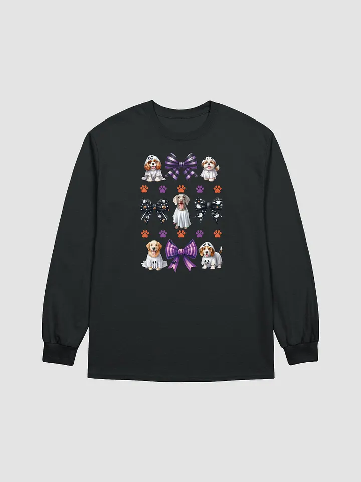 Cute Halloween Dog Ghosts and Bows Long Sleeve T-Shirt Design1 product image (2)