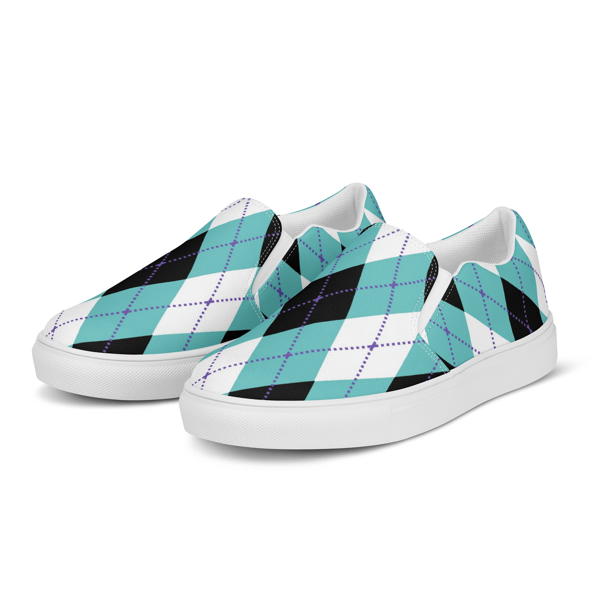 Teal Argyle Women's Slip-On Shoes product image (3)