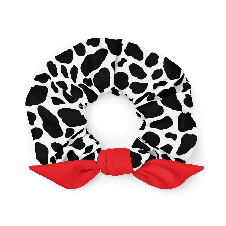 Dalmatian Spots Eco Scrunchie with Red Bow | Sustainable Hair Accessory product image (1)