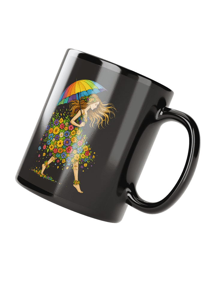 Cottagecore Floral Girl Mug With Rainbow Umbrella And Blooming Dress product image (3)