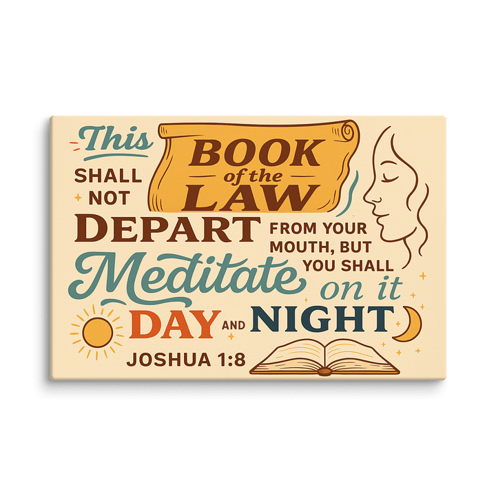 Christian Wall Art – Joshua 1:8 Bible Verse Print | Success Through God’s Word product image (2)