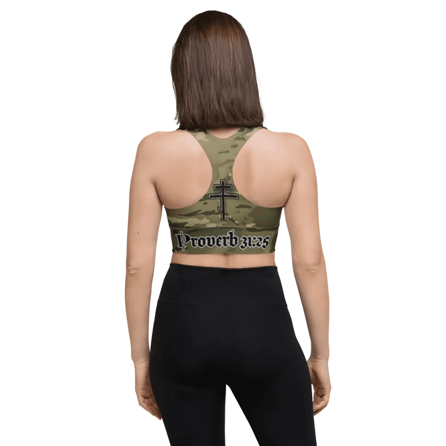 Faithful Camo: Proverb 3:25 Longline Sports Bra - Multicam product image (4)