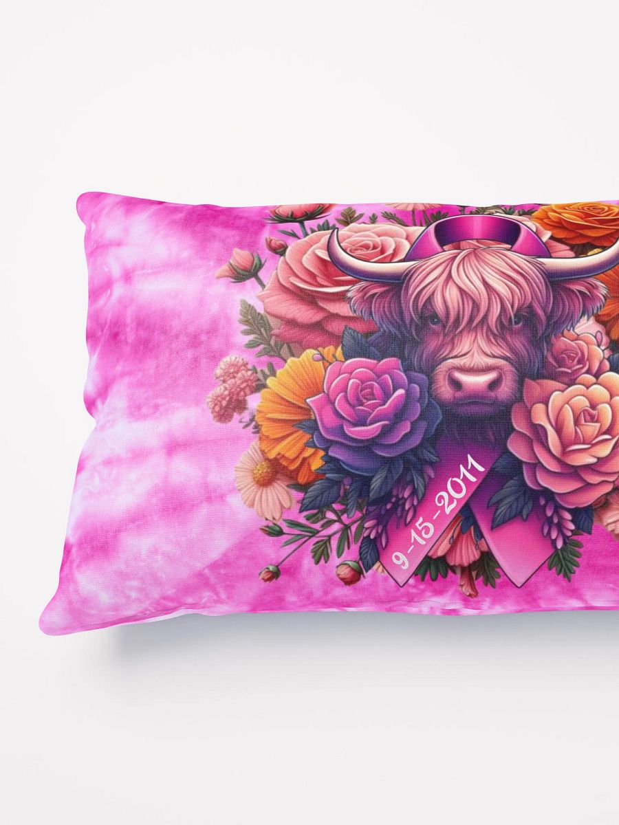 Highland Cow Blooms Breast Cancer Awareness Pillow product image (9)