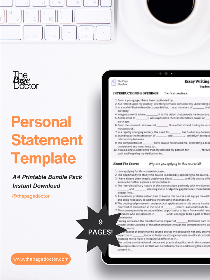 Personal Statement Writing Template product image (1)