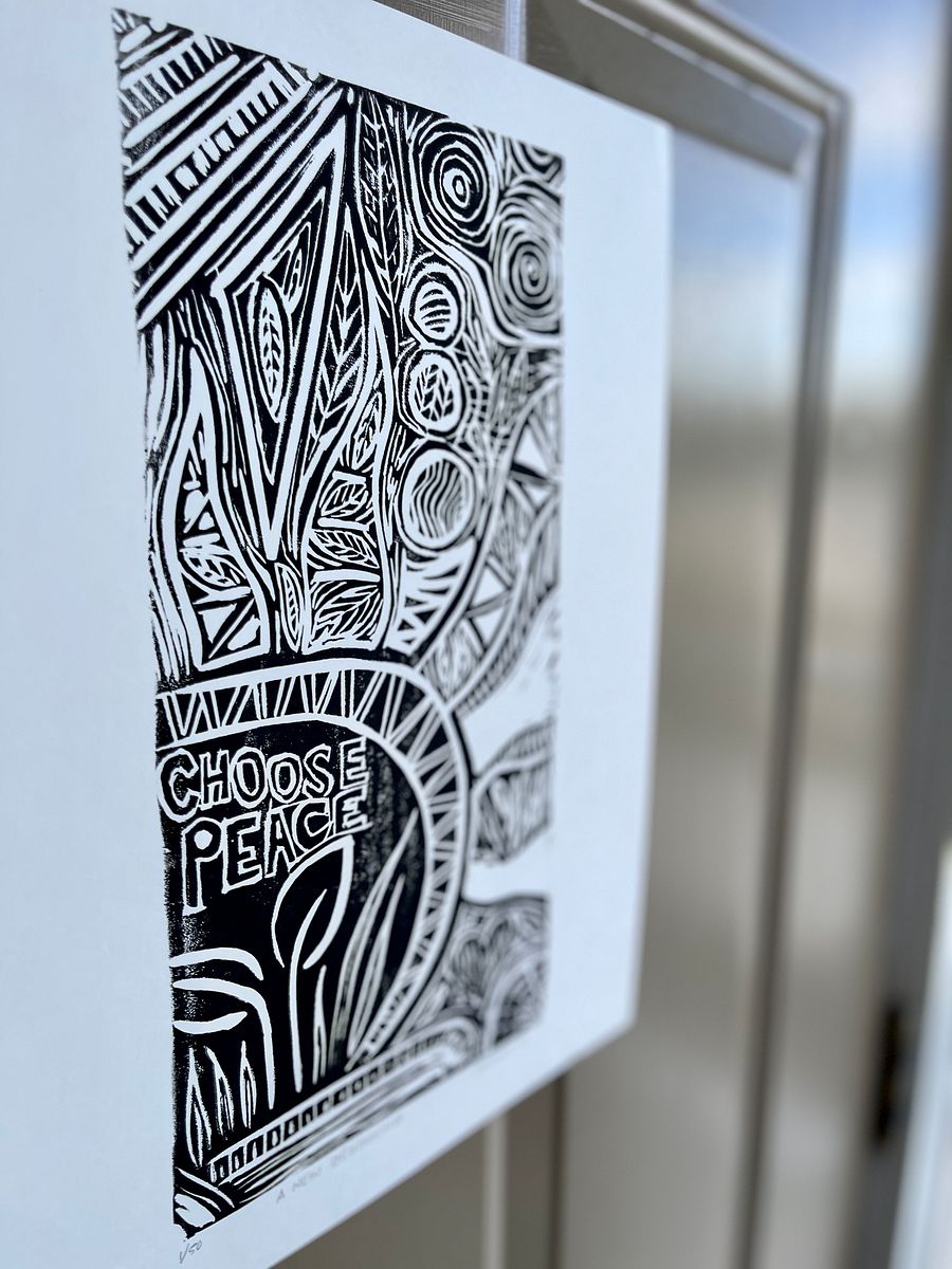 Choose Peace Linocut Print product image (4)