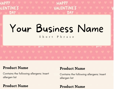 Soft Pink Valentine's Cake Tasting Label Templates product image (1)