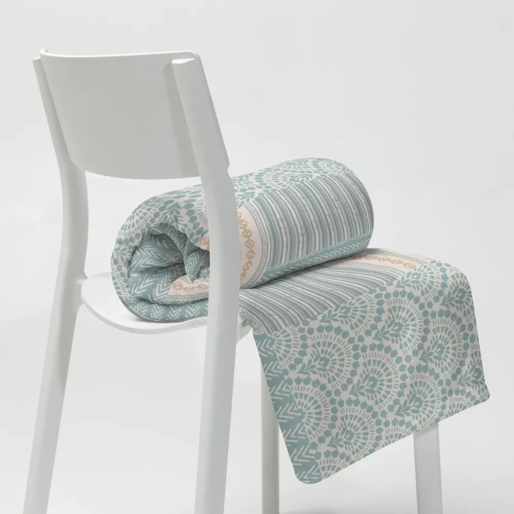 Boho Botticelli Blue Patchwork Throw Blanket product image (6)