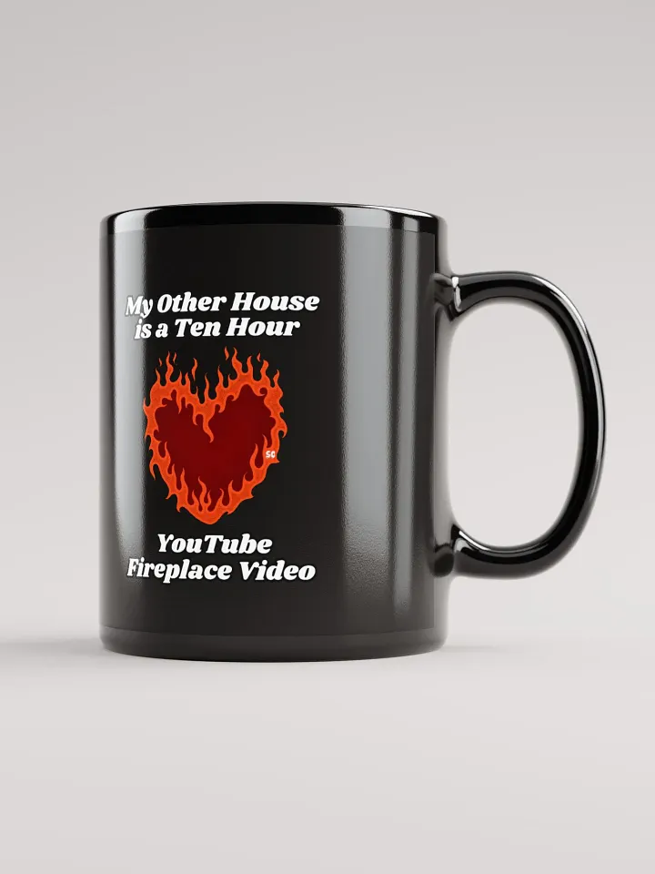 Flaming Heart - My Other House is a Ten Hour YouTube Fireplace Video | Black Glossy Mug product image (1)
