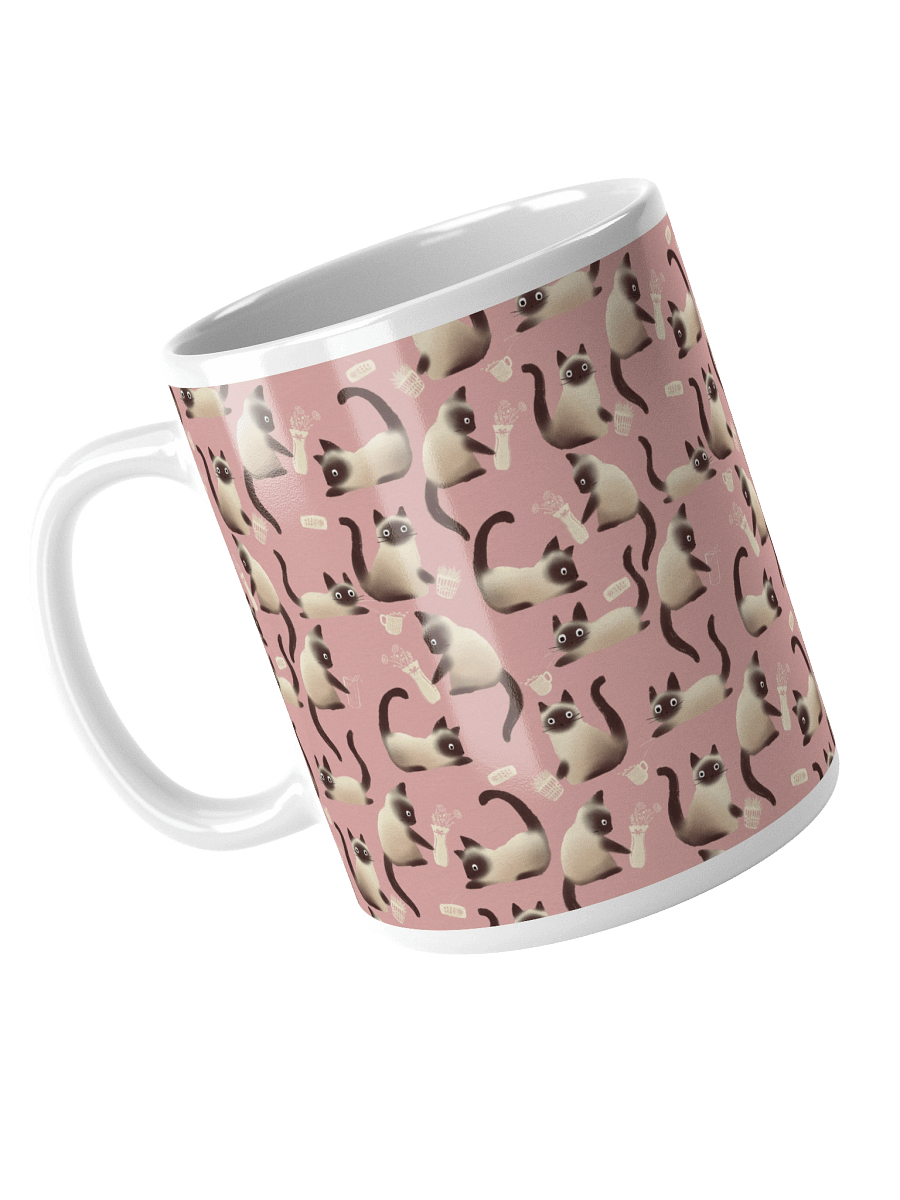 Bad Siamese Cats Knocking Stuff Over Mug, Pink product image (8)