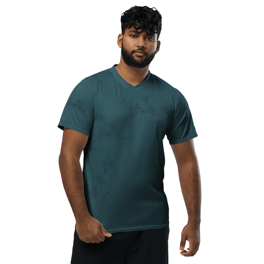 Unisex T shirt with hummingbird Design.  Ideal for the nature lover. Dark teal color product image (1)