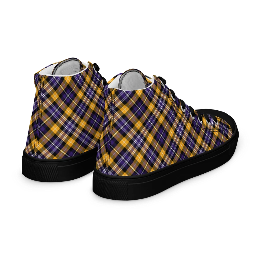 Purple and Yellow Gold Sporty Plaid Men's High Top Shoes product image (10)