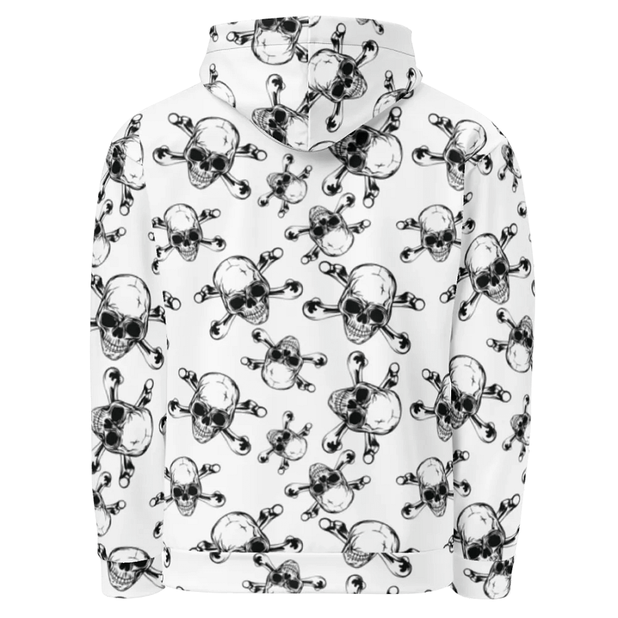 Skull & Bones - White - All-Over Print Recycled Unisex Hoodie product image (3)