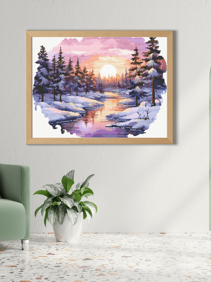 Winter Sunset Cross Stitch Pattern product image (5)