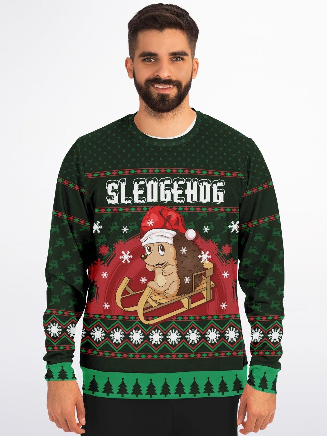 Joyful Hedgehog Christmas Sweatshirt – Sledding into Festive Fun product image (3)