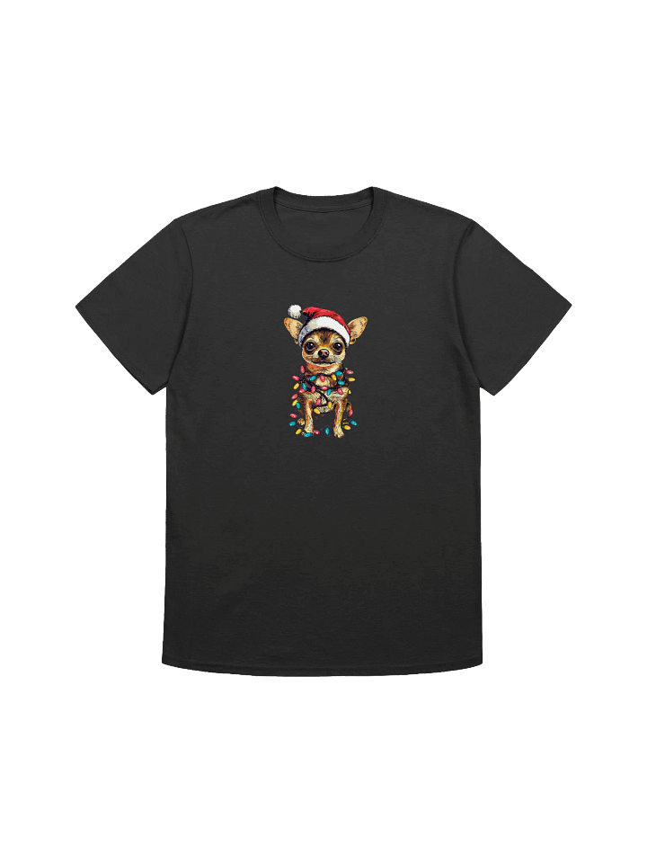 Cute Santa Chihuahua Tangled In Colorful Christmas Lights Unisex Christmas T-Shirt product image (2)