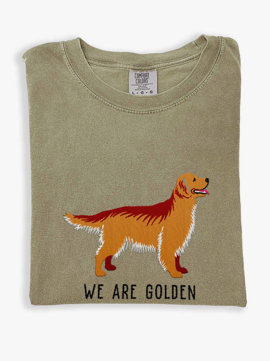 We Are Golden T-Shirt(Embroidered) of a Golden Retriever product image (1)
