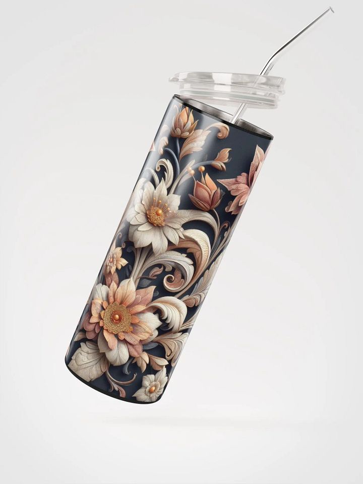 Vintage Floral Stainless Steel Tumbler - Eco-Chic Sipper Delight product image (2)