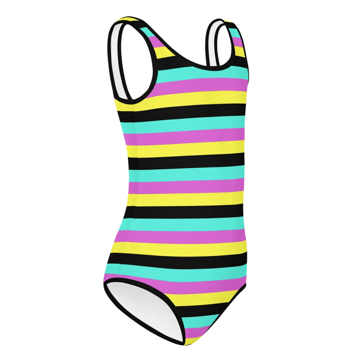 Colorful Swimsuit for Girls with stripes, Blue, Yellow, Pink, Leopard Collection product image (1)