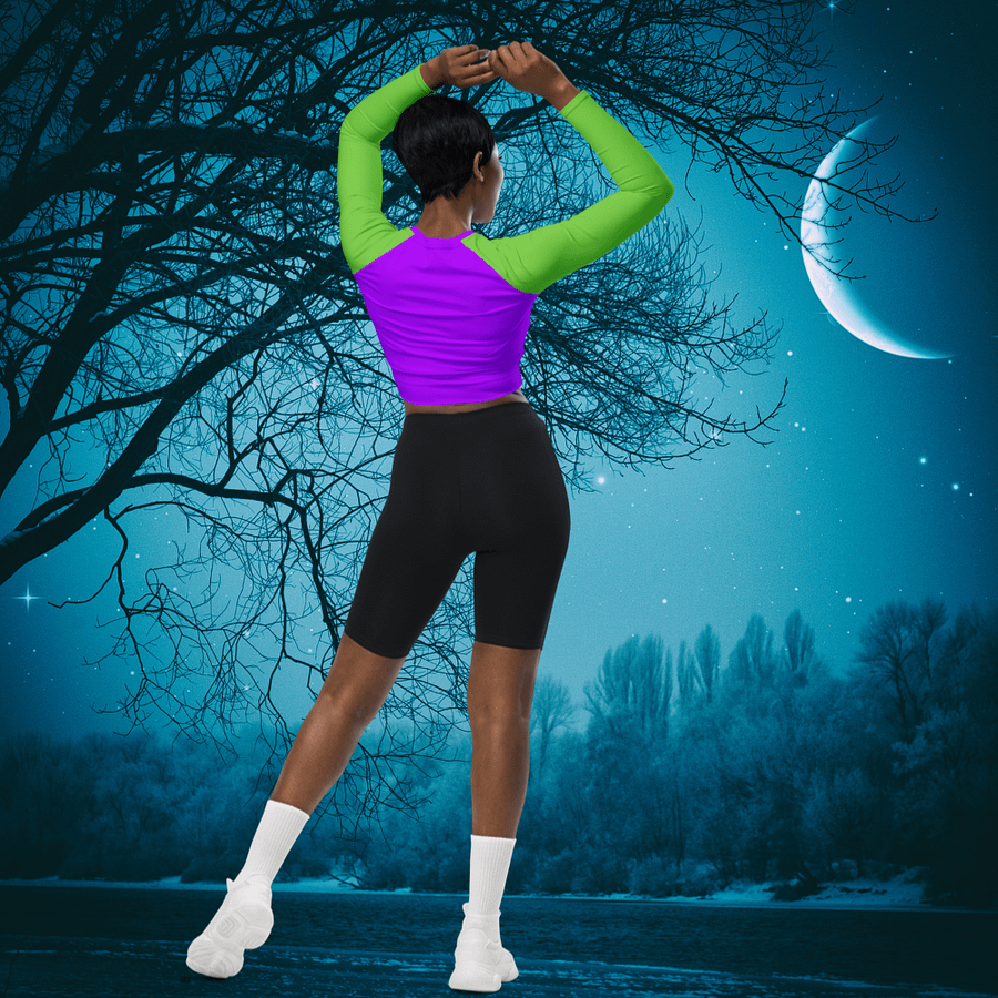 SPOOKY JOOCE Long Sleeve Crop Top - Purple/Green product image (2)