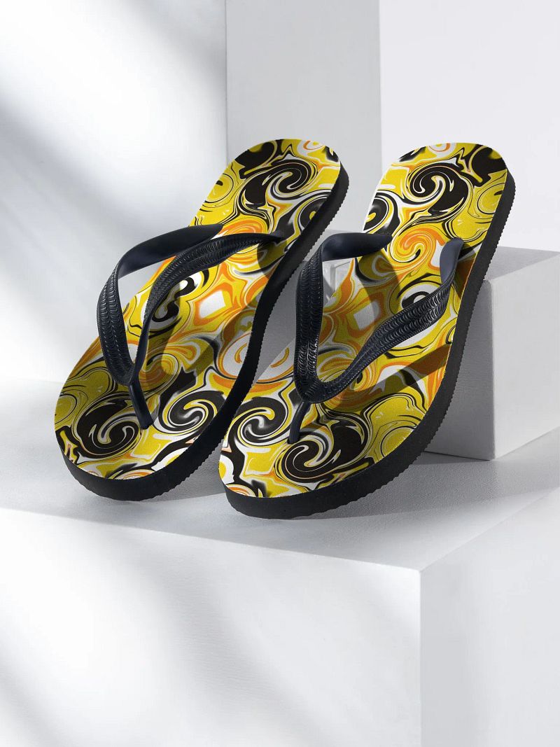 Yellow Swirl Flip-Flops