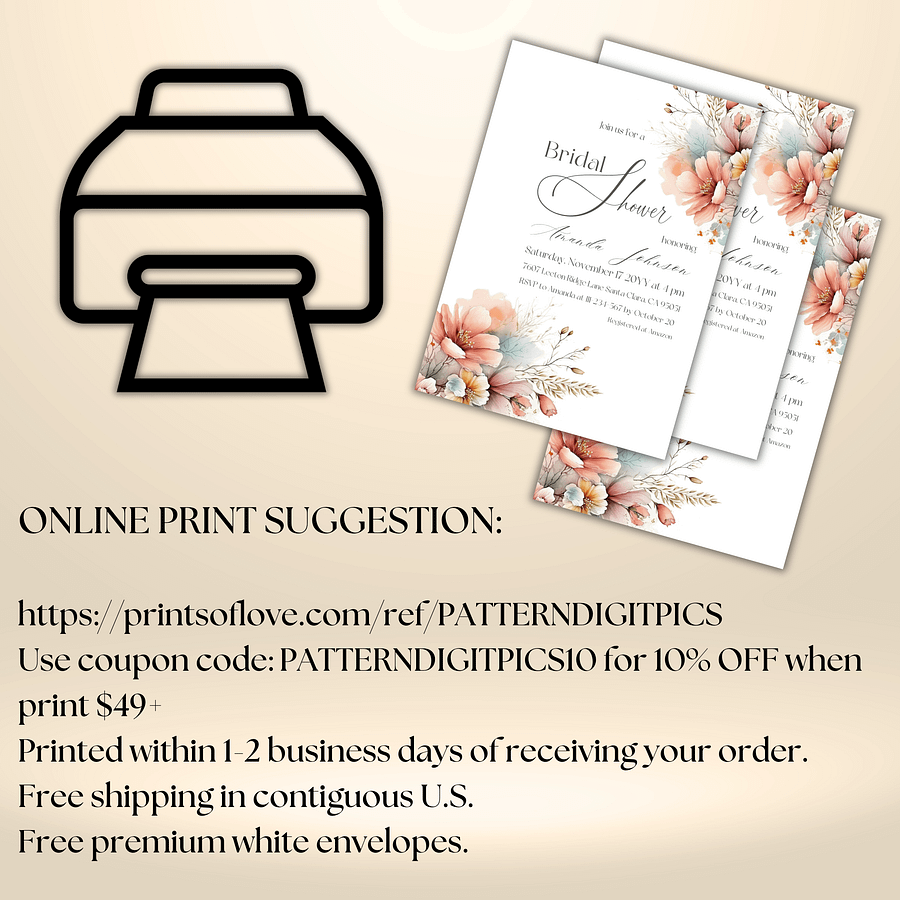 Boho Bridal Shower Invitation for a Rustic Floral Party Theme, Wildflower Themed Wedding Shower Invite Canva Template, Digital Download product image (10)