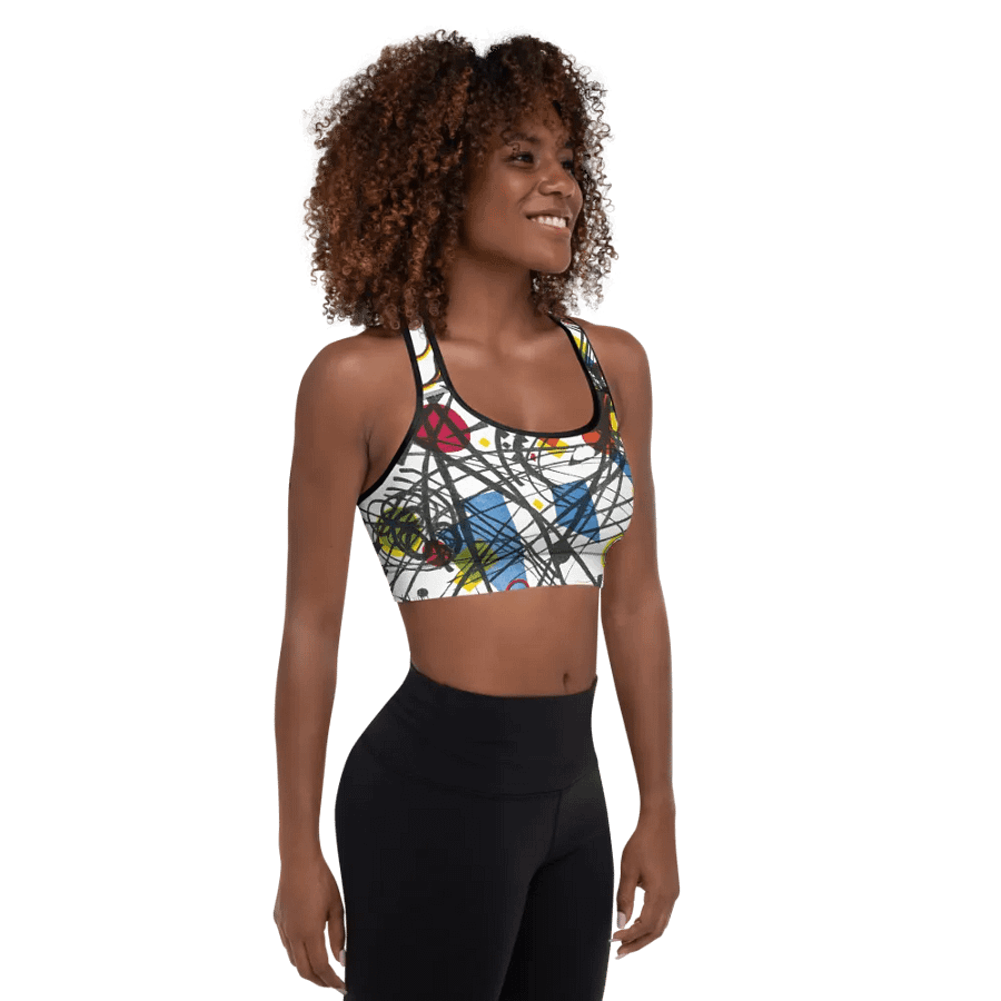 Abstract Lithographic Pattern Design Padded Sports Bra - V3 product image (12)