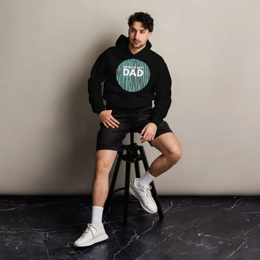World's Best Dad Teal Stripe eco Hoodie product image (5)