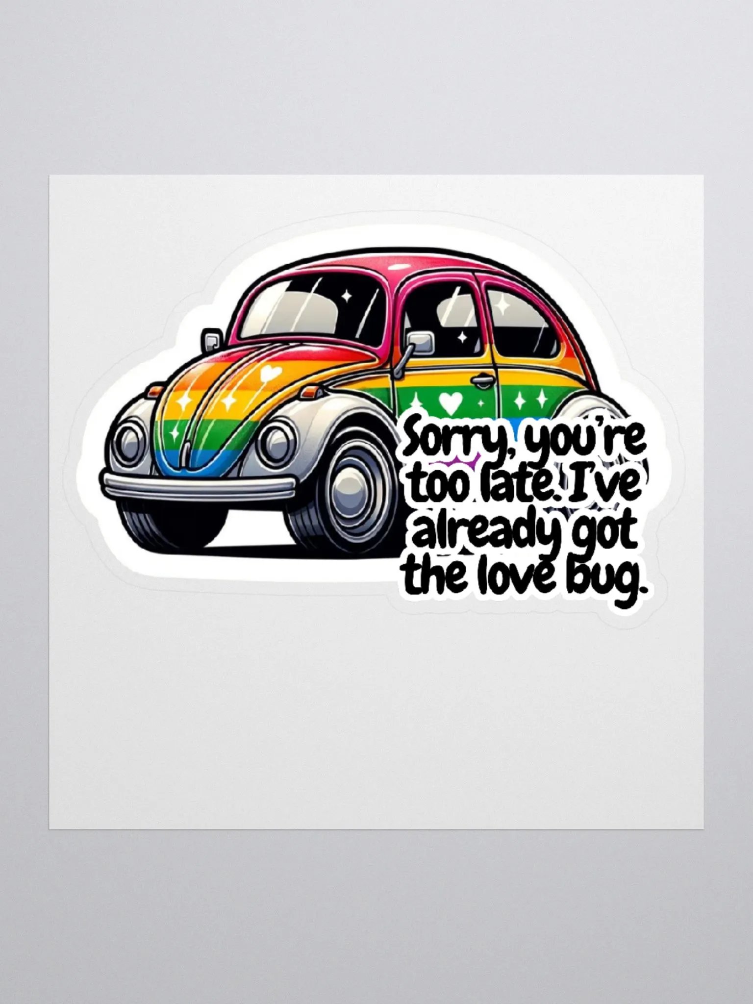 Love Bug Sticker-VW Sticker-Taken Sticker-Rainbow Style Sticker product image (2)