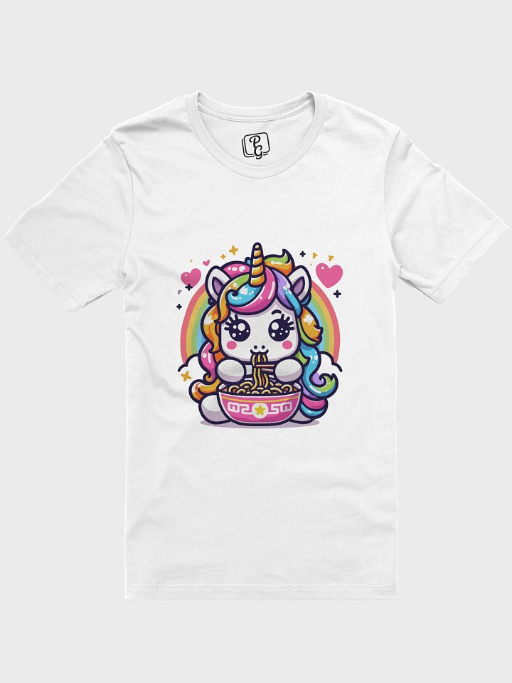 A cute Unicorn eating ramen noodles Triangular Spectrum Logo T-Shirt product image (1)