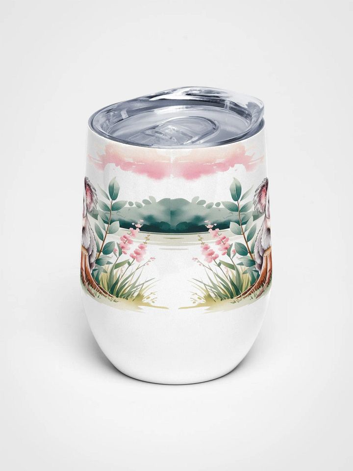 Gentle Koala in Eucalyptus 12 Oz Wine Tumbler – Serene Koala & Wildflower Watercolor Design product image (2)