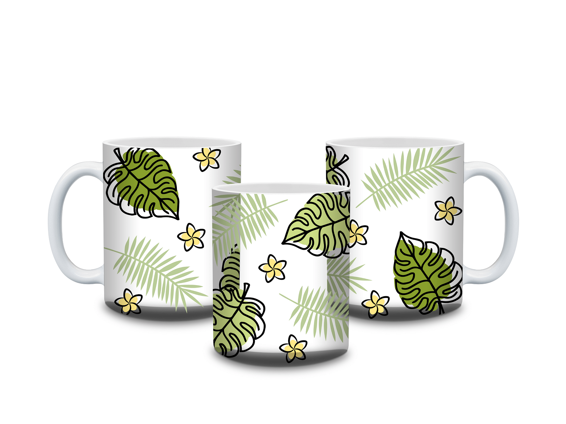 (Black Border) Monstera Tropical Leaves and Flowers 11oz Coffee Mug – Nature-Inspired Ceramic Cup with Monstera and Floral Design – Perfect Gift for Plant Lovers product image (3)