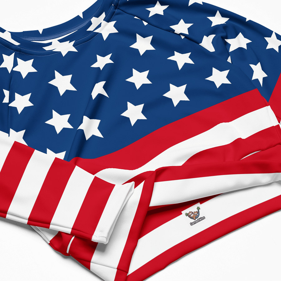 Patriotic Star Spangled Long Sleeve Crop Top product image (4)