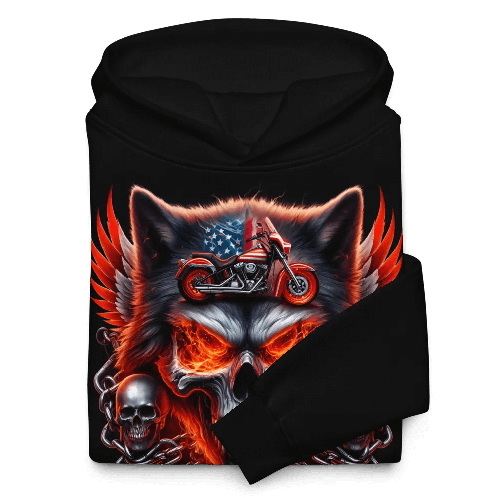 Fiery Wolf Motorcycle Oversized Hoodie #36 product image (10)