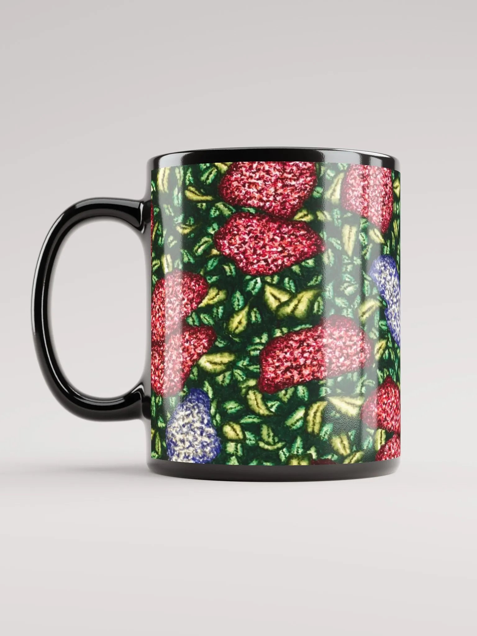 HYDRANGEAS III black glossy mug product image (4)