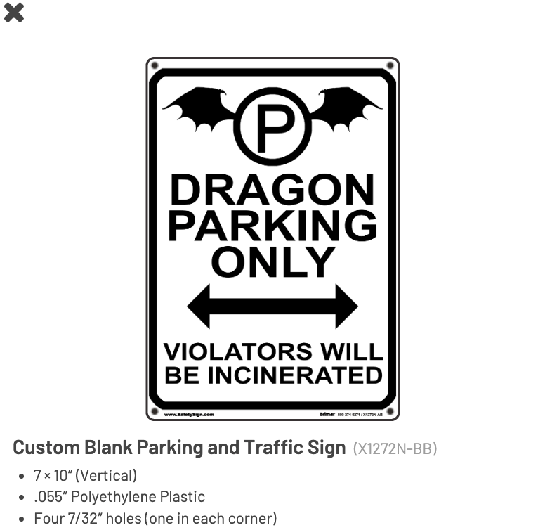 Dragon Parking Sign product image (2)