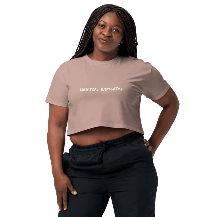 HABIUTAL INSTIGATOR (longline white design) printed cotton crop top product image (20)