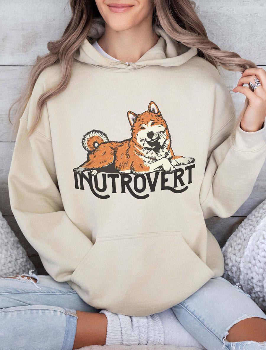 Inutrovert Hooded Sweatshirt of an Akita Inu (Red) | Funny Hoodie for Akita Paw-rents product image (18)