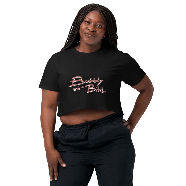 Bubbly and a B*tch (mauve shadow design) printed cotton crop top product image (8)