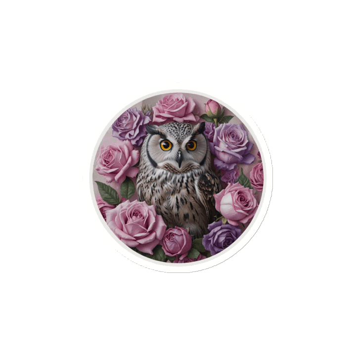 Whimsical Owl and Roses Die-Cut Magnets product image (2)
