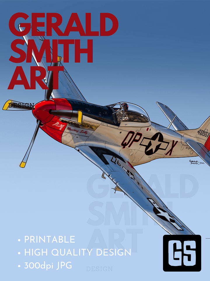 P-51 Mustang Sally Digital Printable Aviation Wall Art Pilot Gift product image (1)