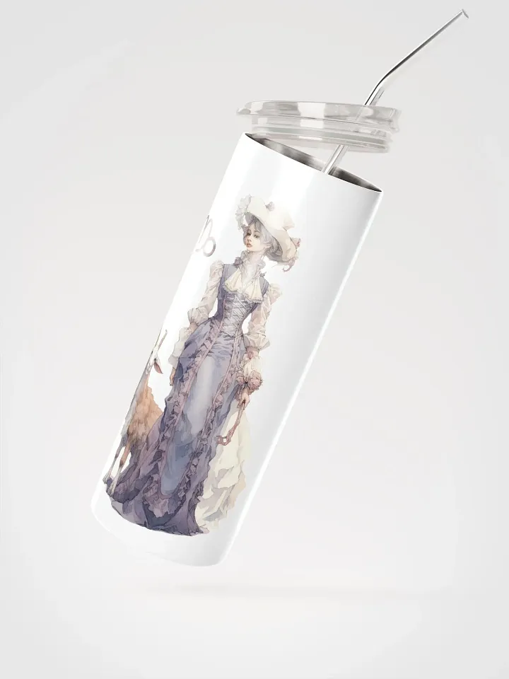 White Capricorn Stainless Steel Tumbler: Embrace Zodiac Elegance with Capricorn Woman Illustration product image (2)