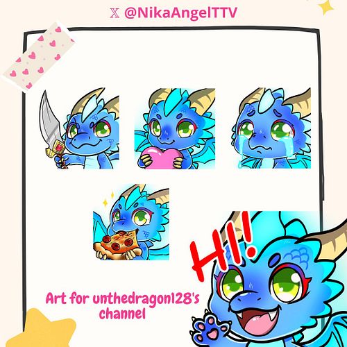 ✨Custom emote per il canale unthedragon128 su Twitch! Grazie per la tua commissione e buona fortuna! 🥰✨ #art #artist #emote #...