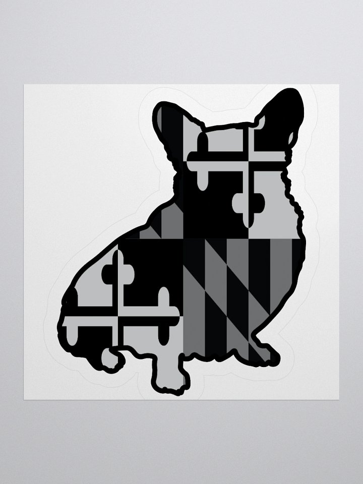 Maryland Flag Corgi (B&W) Sticker product image (1)