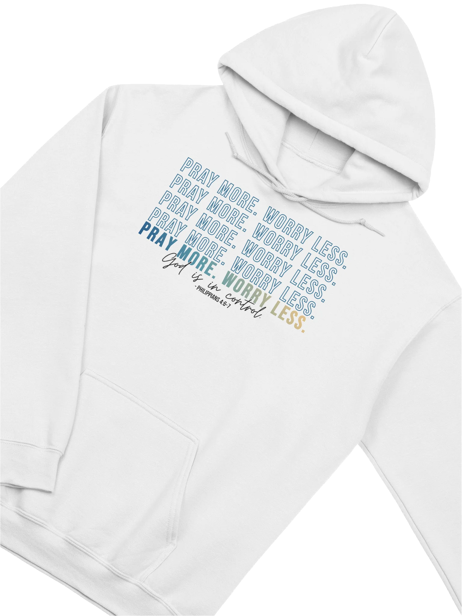 Pray More Worry Less 2.0 Hoodie - Unisex - Teal Gradient - Light Colors product image (4)