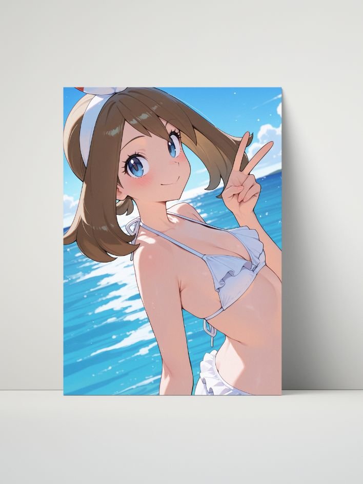 Pokémon May White Beach Bikini – Glossy 8x10 Metal Print product image (1)